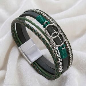 Boho Leather Wrap Bracelet Stacked Infinity Cuff Bracelet